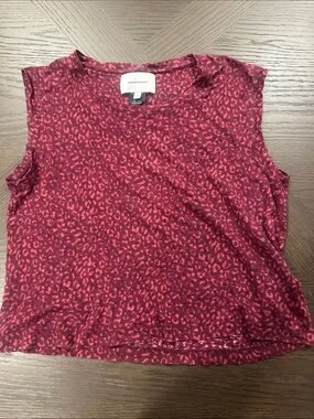 Current/Elliott Burgundy Red Leopard Print Sleeveless Top